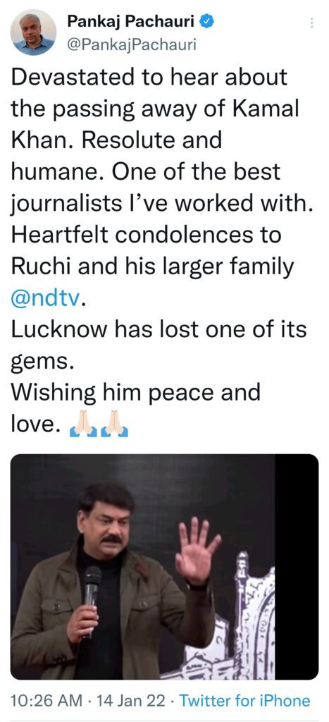 Image of kamaal khan ndtv tweet from pankaj pachauri